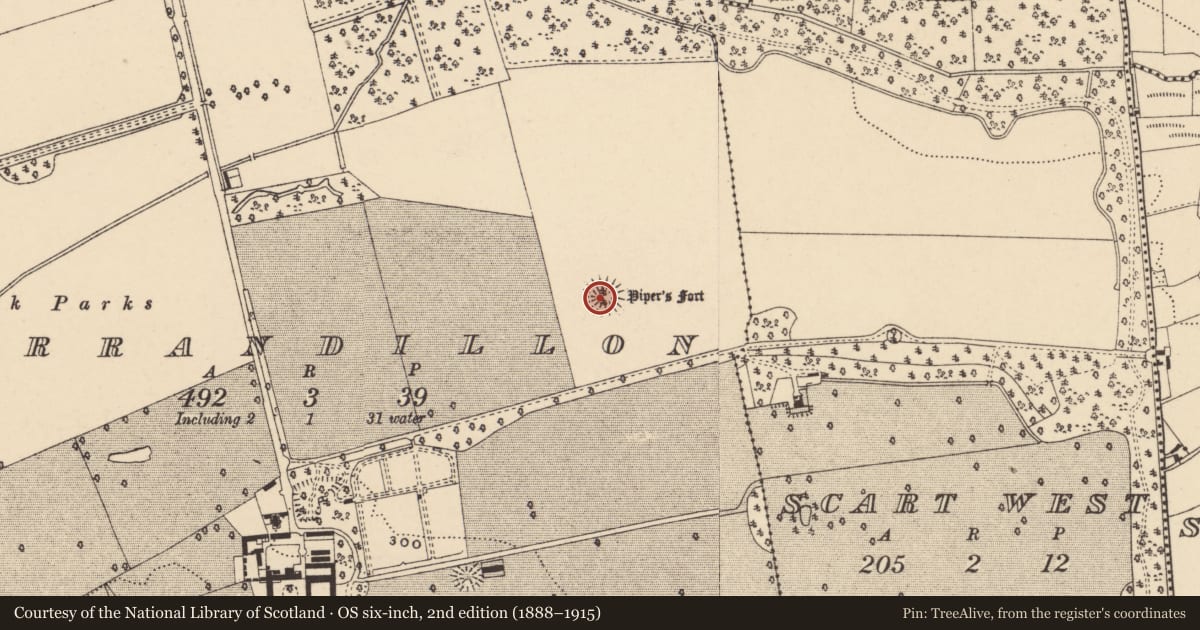 Ordnance Survey six-inch map, 2nd edition (1888–1915) covering the location of Ringfort - rath, Garrandillon, County Tipperary South, with a pin at the register's coordinates