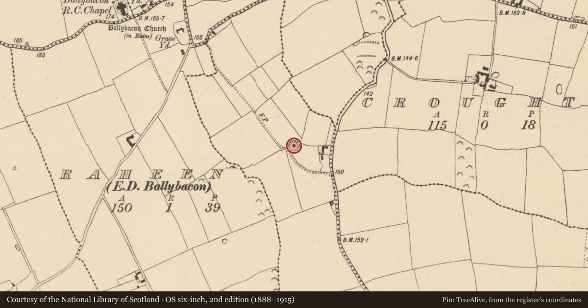 Ordnance Survey six-inch map, 2nd edition (1888–1915) covering the location of Ringfort - rath, Poulatar, County Tipperary South, with a pin at the register's coordinates