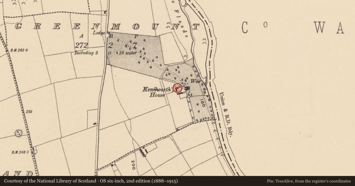 Ordnance Survey six-inch map, 2nd edition (1888–1915) covering the location of Armorial plaque (present location), Greenmount, County Tipperary South, with a pin at the register's coordinates