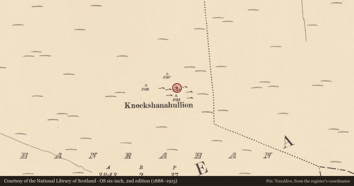 Ordnance Survey six-inch map, 2nd edition (1888–1915) covering the location of Cairn - unclassified, Shanrahan, County Tipperary South, with a pin at the register's coordinates