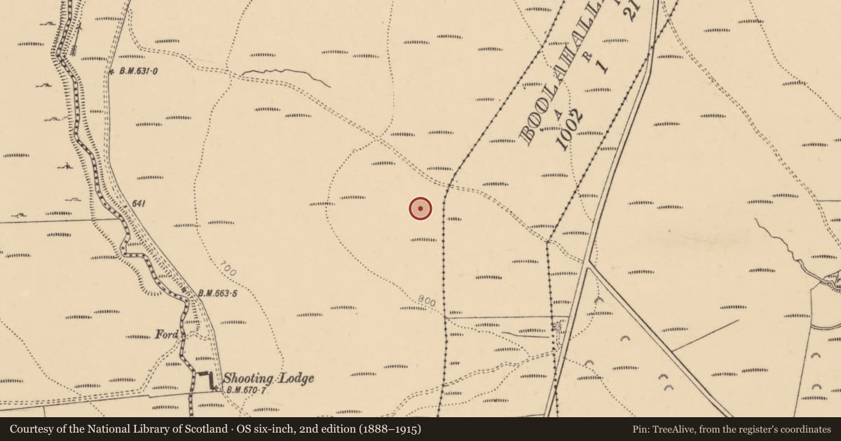 Ordnance Survey six-inch map, 2nd edition (1888–1915) covering the location of Cairn - ring-cairn, Clashganny West, County Tipperary South, with a pin at the register's coordinates