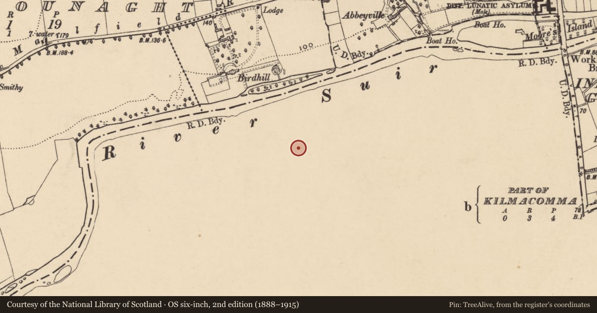 Ordnance Survey six-inch map, 2nd edition (1888–1915) covering the location of Enclosure, Greenan, County Waterford, with a pin at the register's coordinates