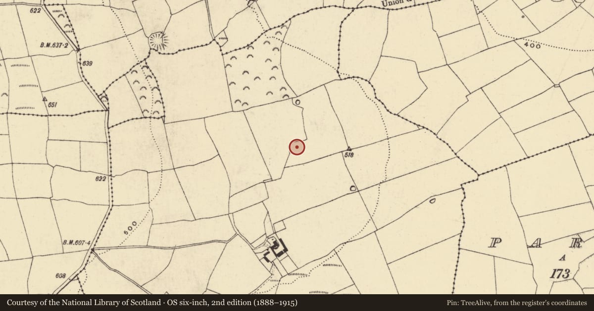 Ordnance Survey six-inch map, 2nd edition (1888–1915) covering the location of Enclosure, Park, County Waterford, with a pin at the register's coordinates