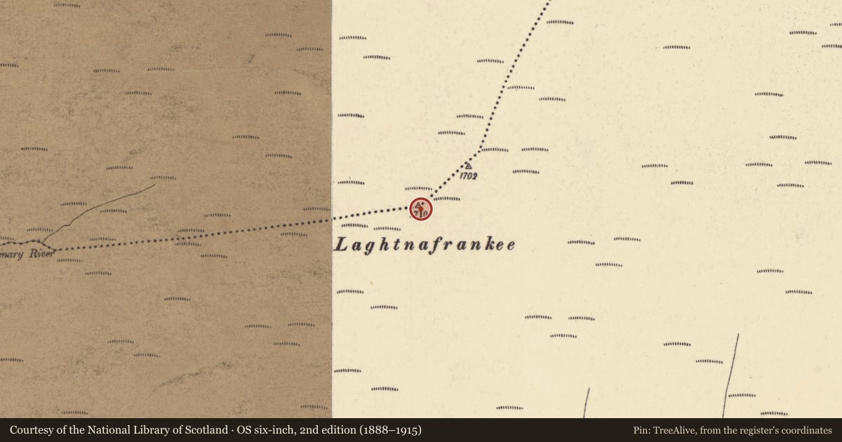Ordnance Survey six-inch map, 2nd edition (1888–1915) covering the location of Cairn - unclassified, Glendalough, County Waterford, with a pin at the register's coordinates