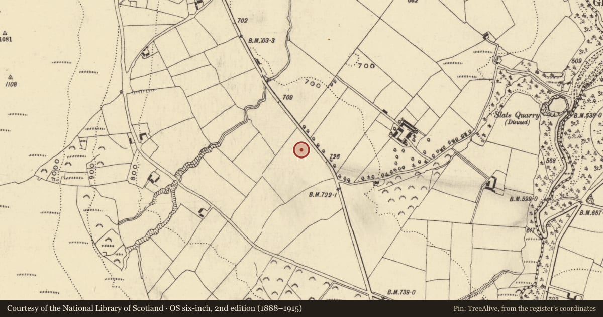 Ordnance Survey six-inch map, 2nd edition (1888–1915) covering the location of House - indeterminate date, Glenpatrick, County Waterford, with a pin at the register's coordinates