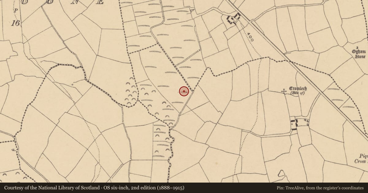 Ordnance Survey six-inch map, 2nd edition (1888–1915) covering the location of Enclosure, Rath, County Waterford, with a pin at the register's coordinates