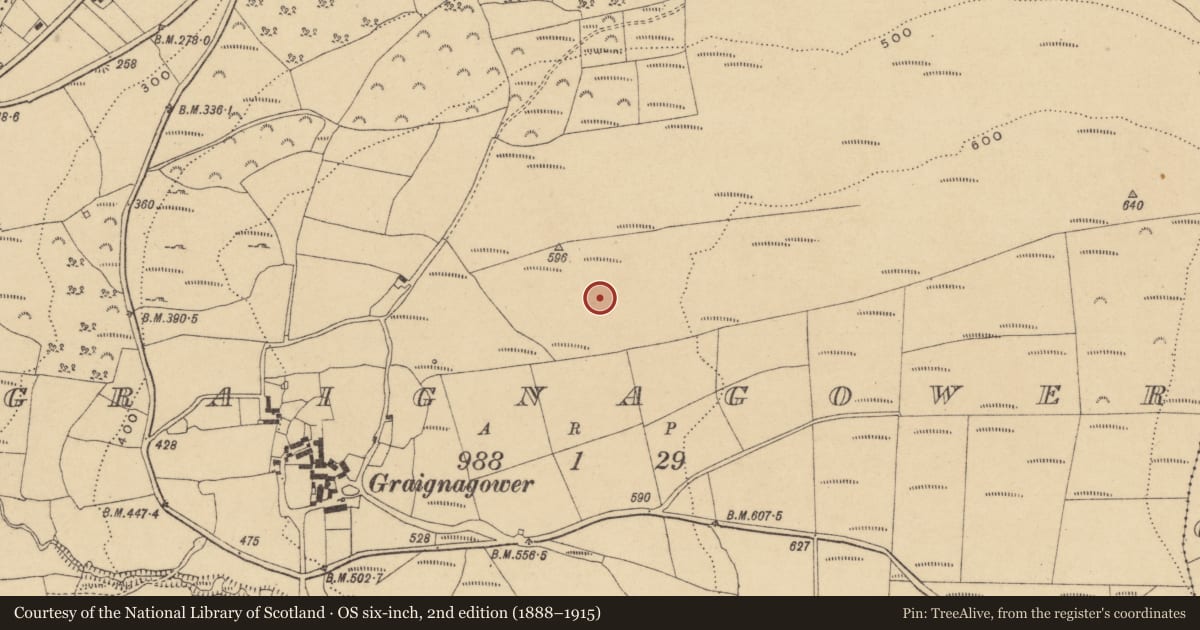 Ordnance Survey six-inch map, 2nd edition (1888–1915) covering the location of Enclosure, Graignagower, County Waterford, with a pin at the register's coordinates