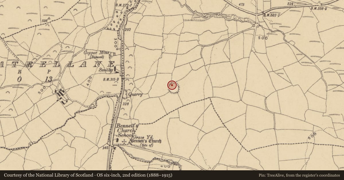 Ordnance Survey six-inch map, 2nd edition (1888–1915) covering the location of Ringfort - rath, Graignagower, County Waterford, with a pin at the register's coordinates