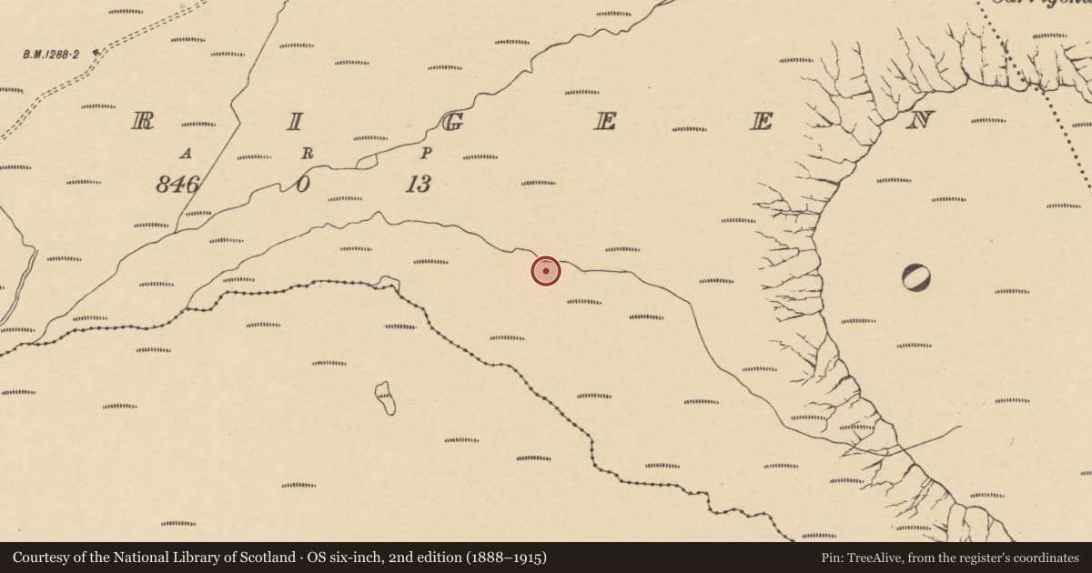 Ordnance Survey six-inch map, 2nd edition (1888–1915) covering the location of Sheepfold, Carrigeen, County Waterford, with a pin at the register's coordinates