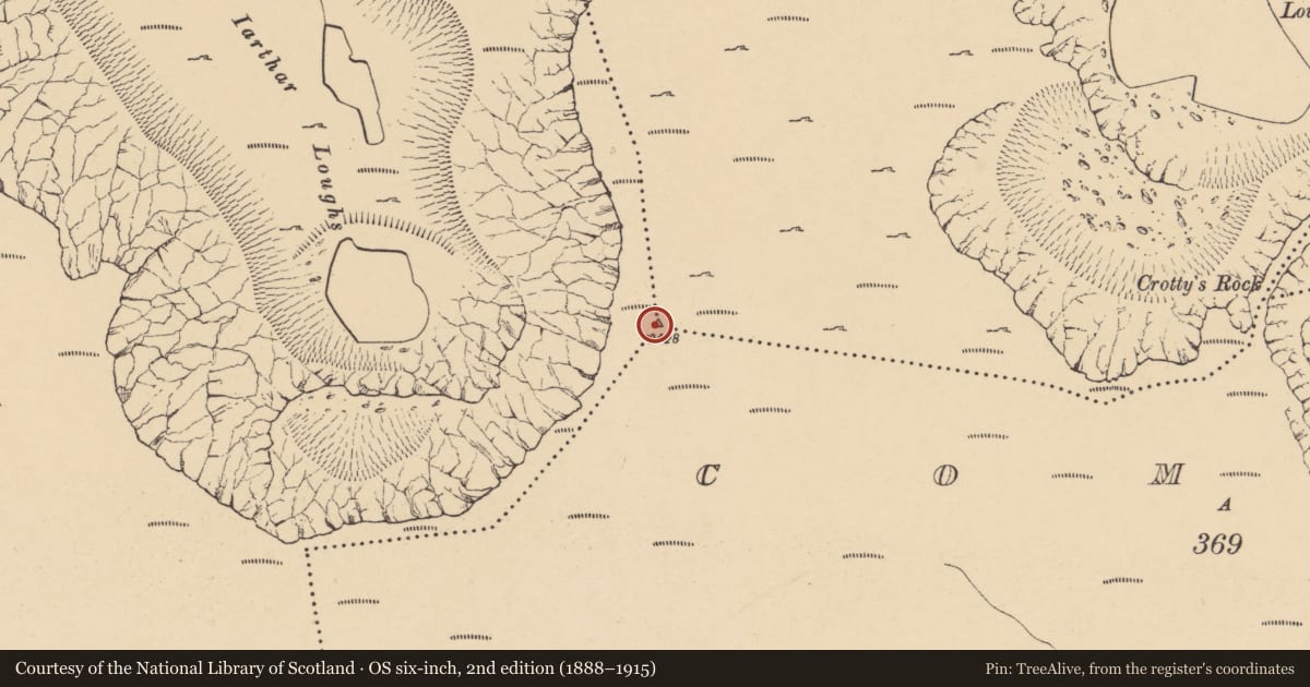 Ordnance Survey six-inch map, 2nd edition (1888–1915) covering the location of Cairn - unclassified, County Waterford, with a pin at the register's coordinates