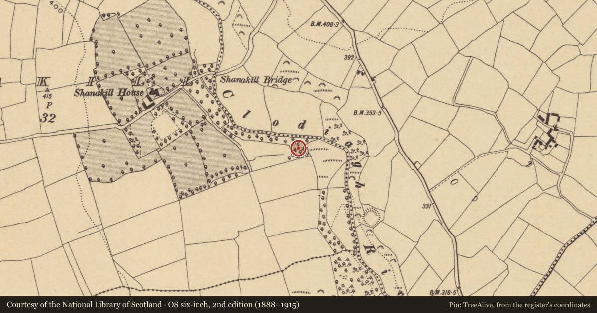 Ordnance Survey six-inch map, 2nd edition (1888–1915) covering the location of Ringfort - unclassified, Shanakill (Upperthird By., Rathgormuck Par.), County Waterford, with a pin at the register's coordinates