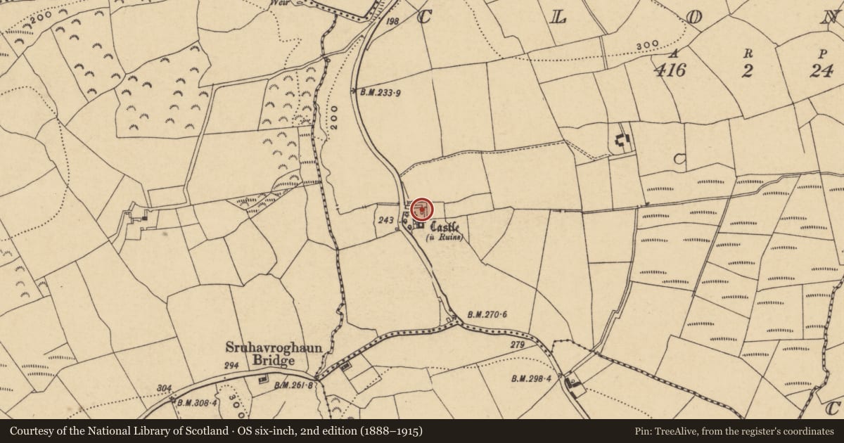 Ordnance Survey six-inch map, 2nd edition (1888–1915) covering the location of House - indeterminate date, Clonea, County Waterford, with a pin at the register's coordinates
