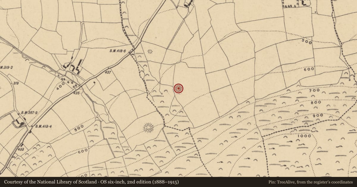Ordnance Survey six-inch map, 2nd edition (1888–1915) covering the location of Enclosure, Monminane, County Waterford, with a pin at the register's coordinates