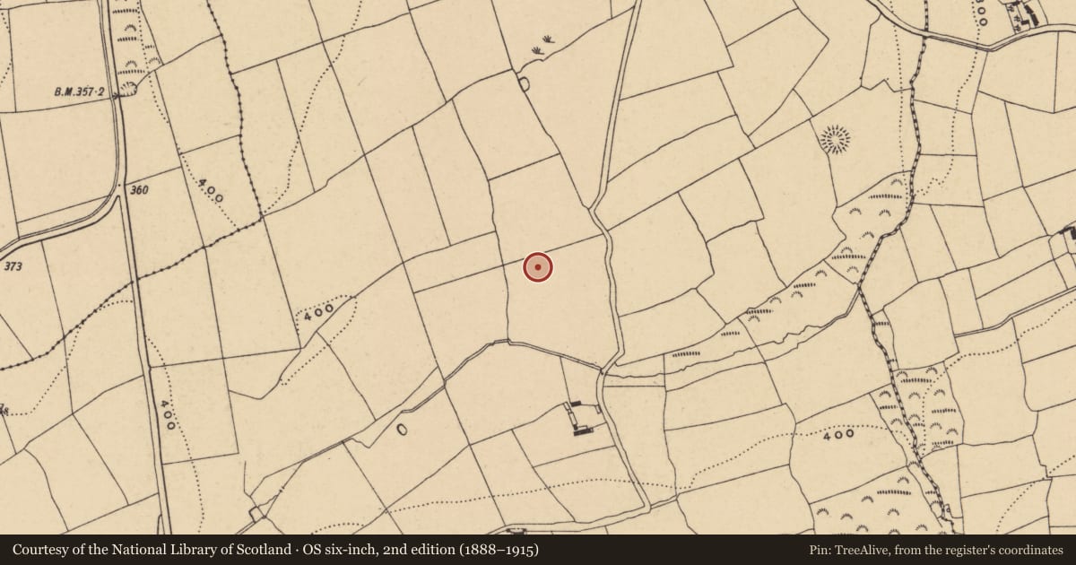 Ordnance Survey six-inch map, 2nd edition (1888–1915) covering the location of Enclosure, Ballydurn, County Waterford, with a pin at the register's coordinates