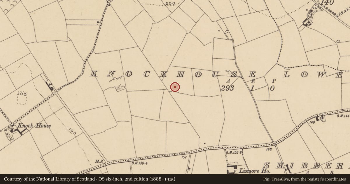 Ordnance Survey six-inch map, 2nd edition (1888–1915) covering the location of Excavation - miscellaneous, Knockhouse Lower, County Waterford, with a pin at the register's coordinates
