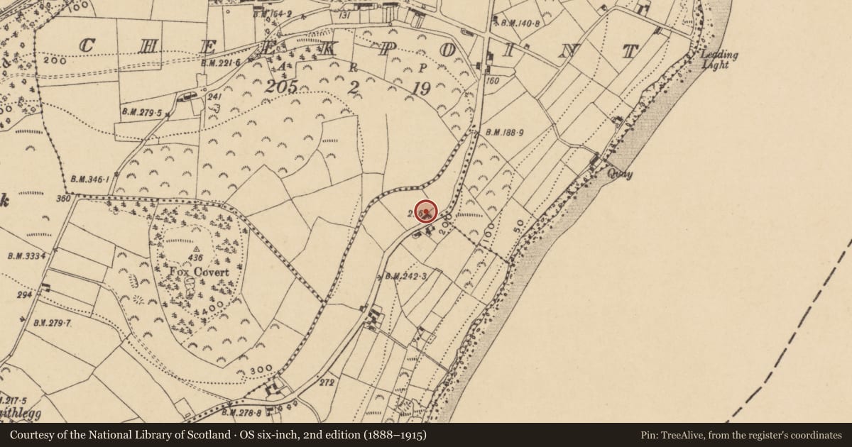 Ordnance Survey six-inch map, 2nd edition (1888–1915) covering the location of Enclosure, Coolbunnia, County Waterford, with a pin at the register's coordinates