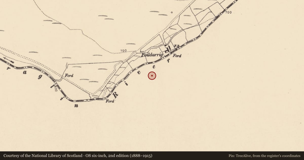 Ordnance Survey six-inch map, 2nd edition (1888–1915) covering the location of Cross, Seemochuda, County Waterford, with a pin at the register's coordinates
