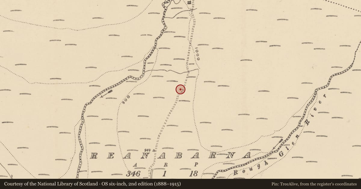 Ordnance Survey six-inch map, 2nd edition (1888–1915) covering the location of Road - road/trackway, County Waterford, with a pin at the register's coordinates