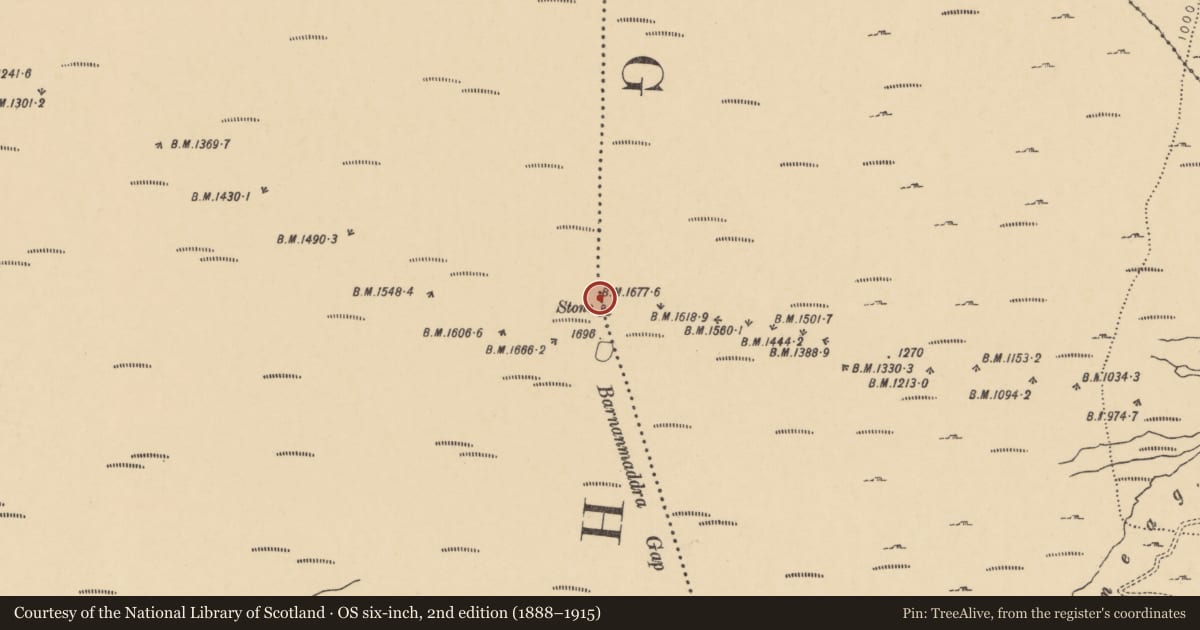 Ordnance Survey six-inch map, 2nd edition (1888–1915) covering the location of Cist, Cutteen South, County Waterford, with a pin at the register's coordinates