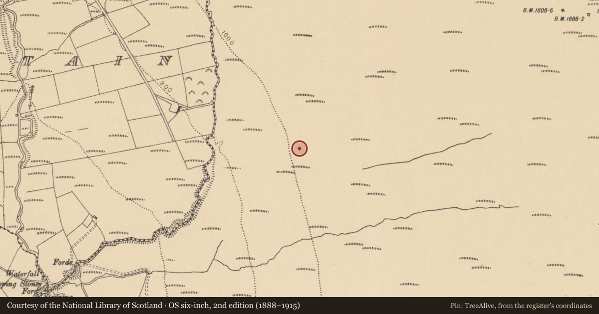 Ordnance Survey six-inch map, 2nd edition (1888–1915) covering the location of Booley hut, Coumaraglinmountain, County Waterford, with a pin at the register's coordinates