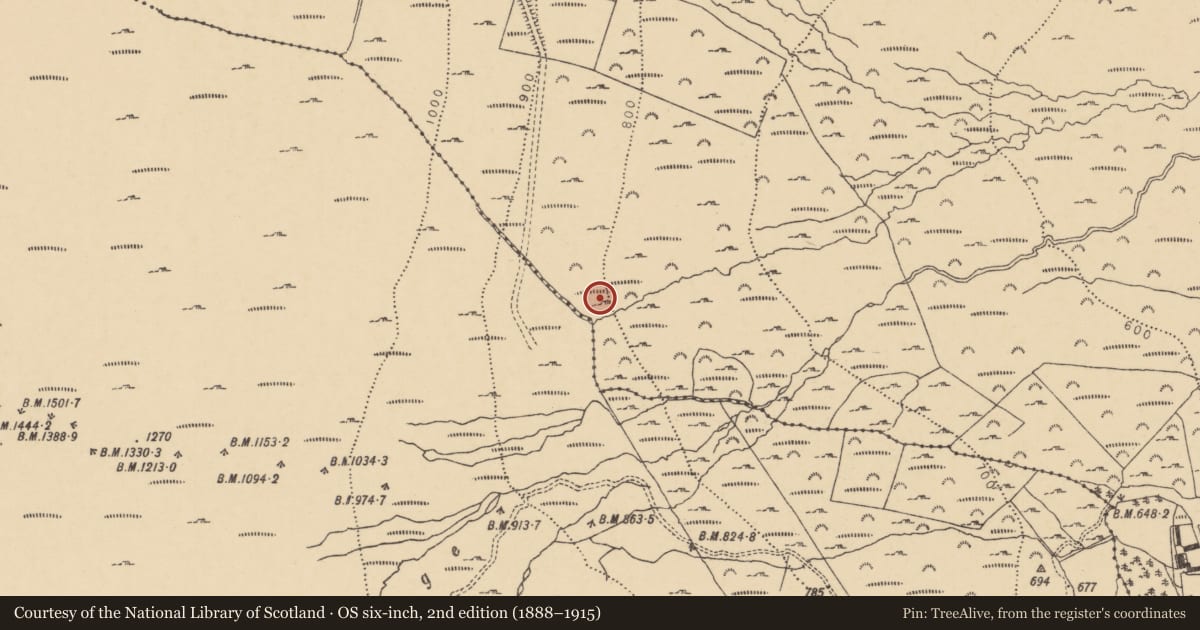 Ordnance Survey six-inch map, 2nd edition (1888–1915) covering the location of Cairn - unclassified, Cutteen North, County Waterford, with a pin at the register's coordinates