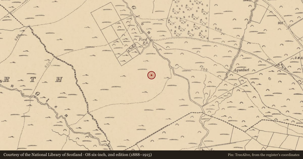 Ordnance Survey six-inch map, 2nd edition (1888–1915) covering the location of Hut site, Comeragh, County Waterford, with a pin at the register's coordinates