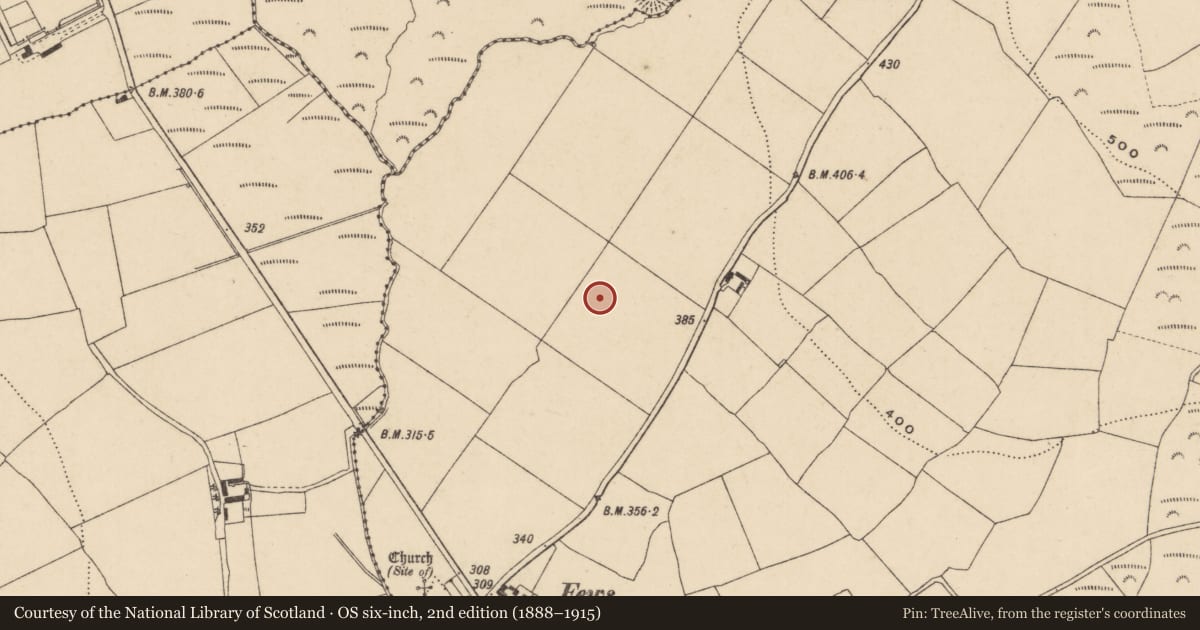 Ordnance Survey six-inch map, 2nd edition (1888–1915) covering the location of Earthwork, Kilnagrange, County Waterford, with a pin at the register's coordinates