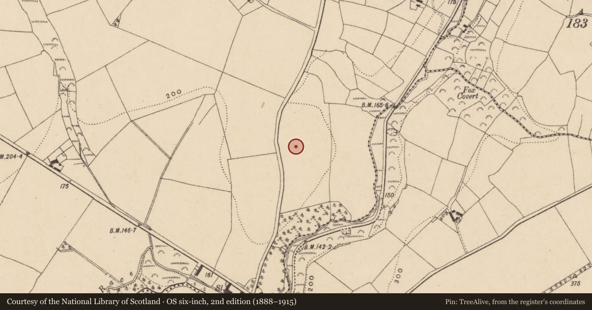 Ordnance Survey six-inch map, 2nd edition (1888–1915) covering the location of Ecclesiastical enclosure, Kilnagrange, County Waterford, with a pin at the register's coordinates