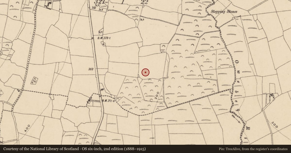 Ordnance Survey six-inch map, 2nd edition (1888–1915) covering the location of Burnt mound, Graiguearush, County Waterford, with a pin at the register's coordinates
