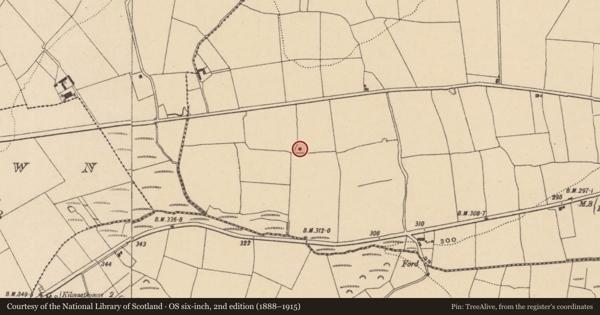 Ordnance Survey six-inch map, 2nd edition (1888–1915) covering the location of Ringfort - unclassified, Ballyshonock, County Waterford, with a pin at the register's coordinates