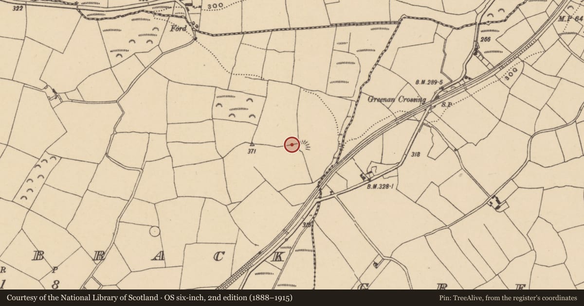 Ordnance Survey six-inch map, 2nd edition (1888–1915) covering the location of Ringfort - unclassified, Ballybrack, County Waterford, with a pin at the register's coordinates