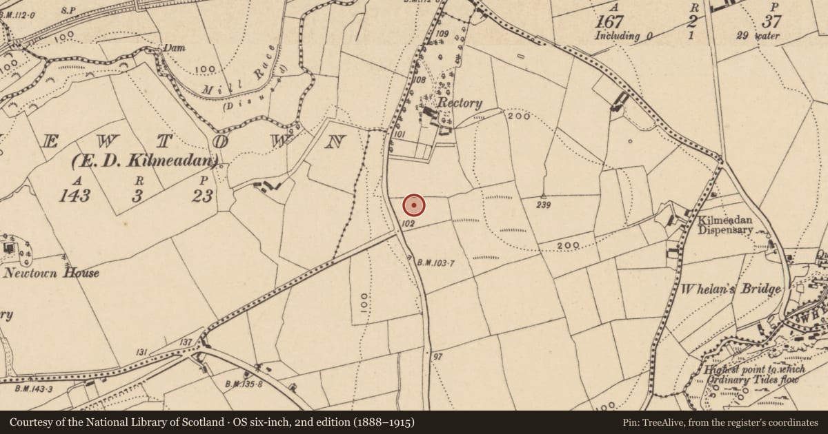 Ordnance Survey six-inch map, 2nd edition (1888–1915) covering the location of Excavation - miscellaneous, Ballyduff East, County Waterford, with a pin at the register's coordinates