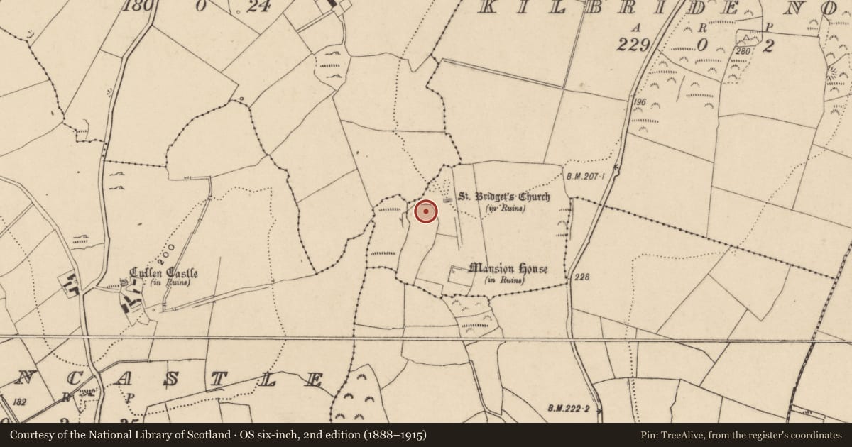 Ordnance Survey six-inch map, 2nd edition (1888–1915) covering the location of Enclosure, Kilbride North, County Waterford, with a pin at the register's coordinates