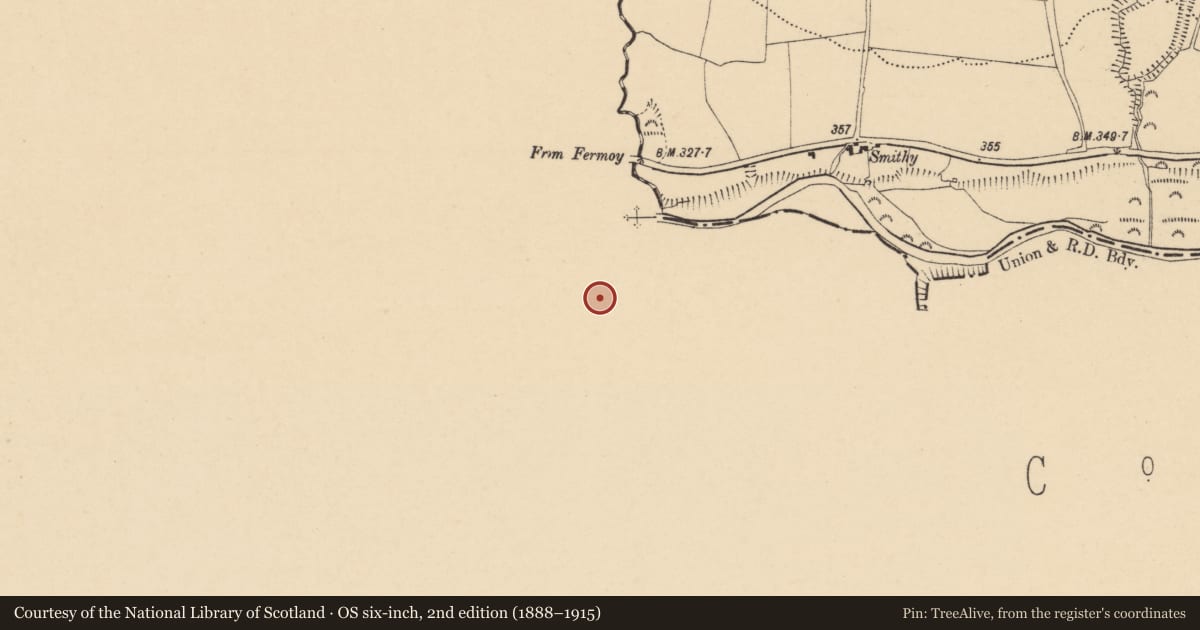 Ordnance Survey six-inch map, 2nd edition (1888–1915) covering the location of Metalworking site, Knockbaun, County Waterford, with a pin at the register's coordinates