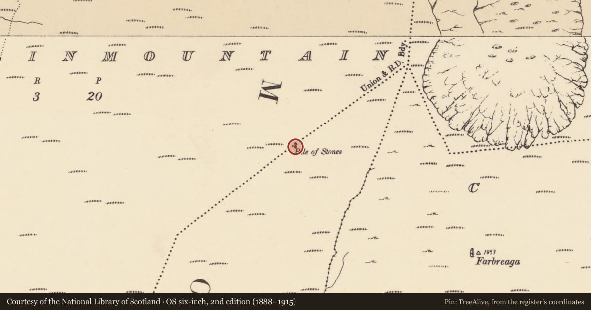 Ordnance Survey six-inch map, 2nd edition (1888–1915) covering the location of Cairn - boundary cairn, Coumaraglinmountain, Treenearla Commons, County Waterford, with a pin at the register's coordinates