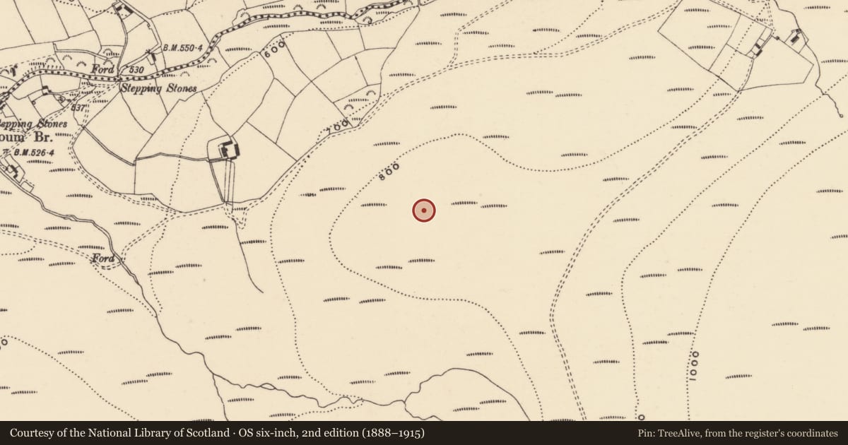 Ordnance Survey six-inch map, 2nd edition (1888–1915) covering the location of Cairn - ring-cairn, Coumaraglinmountain, County Waterford, with a pin at the register's coordinates