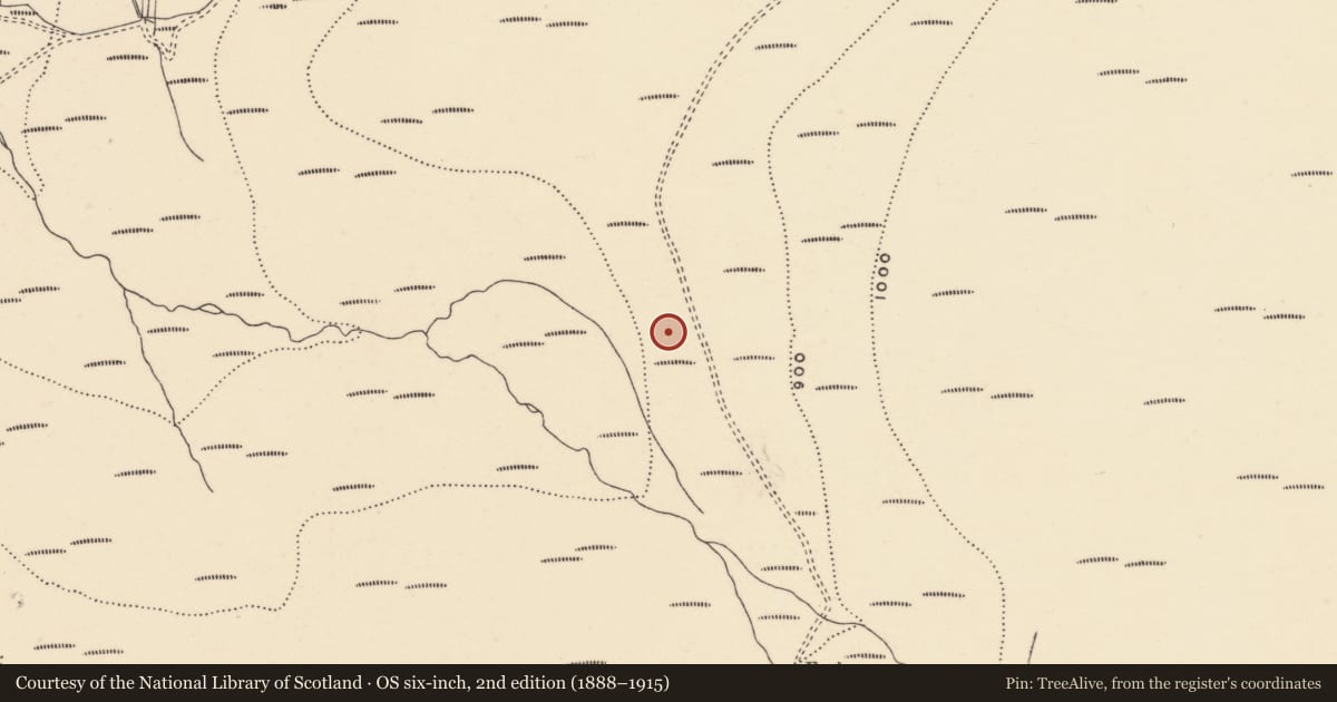 Ordnance Survey six-inch map, 2nd edition (1888–1915) covering the location of Fulacht fia, Coumaraglinmountain, County Waterford, with a pin at the register's coordinates