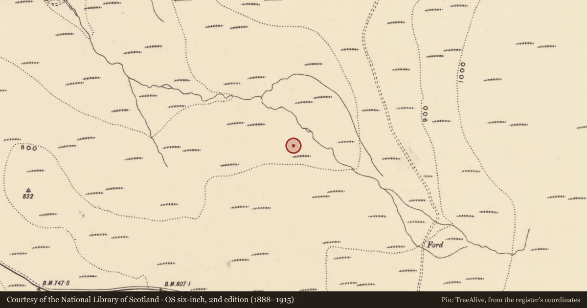 Ordnance Survey six-inch map, 2nd edition (1888–1915) covering the location of Hut site, Coumaraglinmountain, County Waterford, with a pin at the register's coordinates