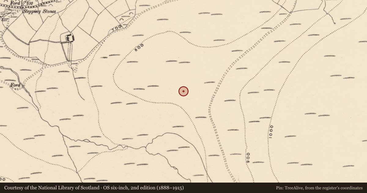Ordnance Survey six-inch map, 2nd edition (1888–1915) covering the location of Cairn - ring-cairn, Coumaraglinmountain, County Waterford, with a pin at the register's coordinates