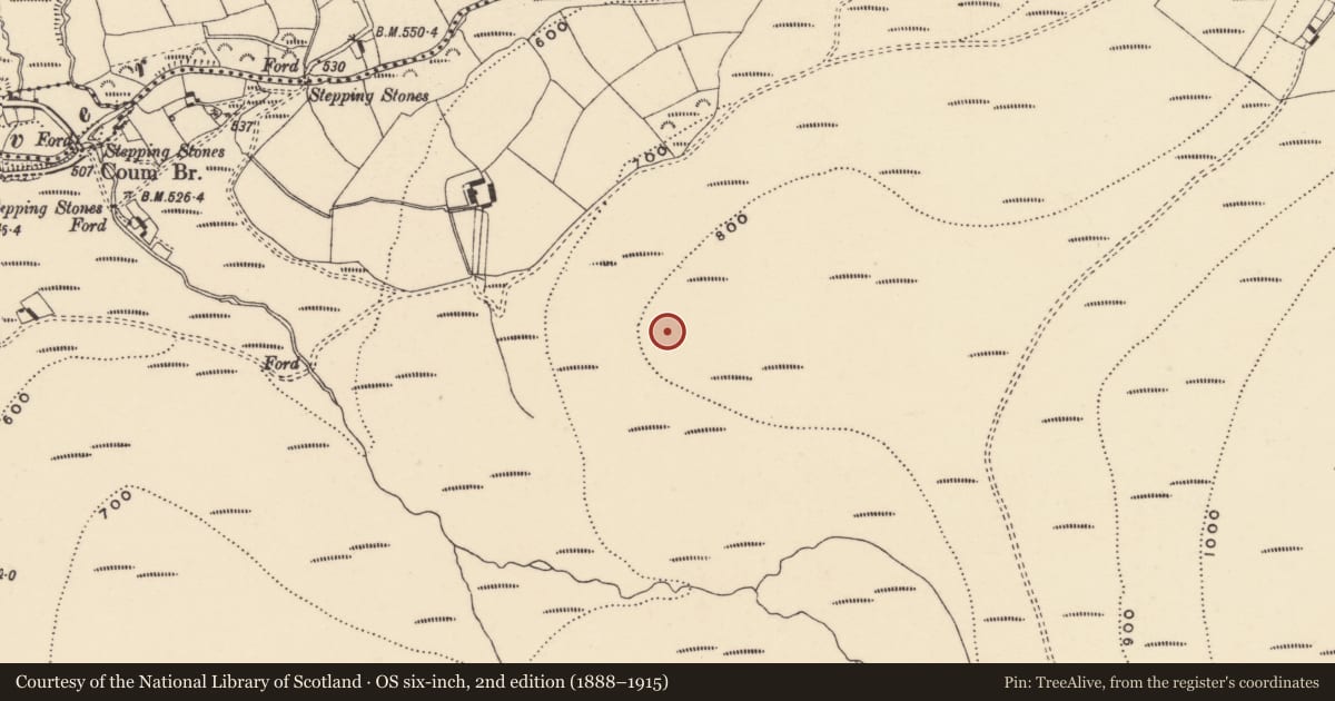 Ordnance Survey six-inch map, 2nd edition (1888–1915) covering the location of Standing stone, Coumaraglinmountain, County Waterford, with a pin at the register's coordinates