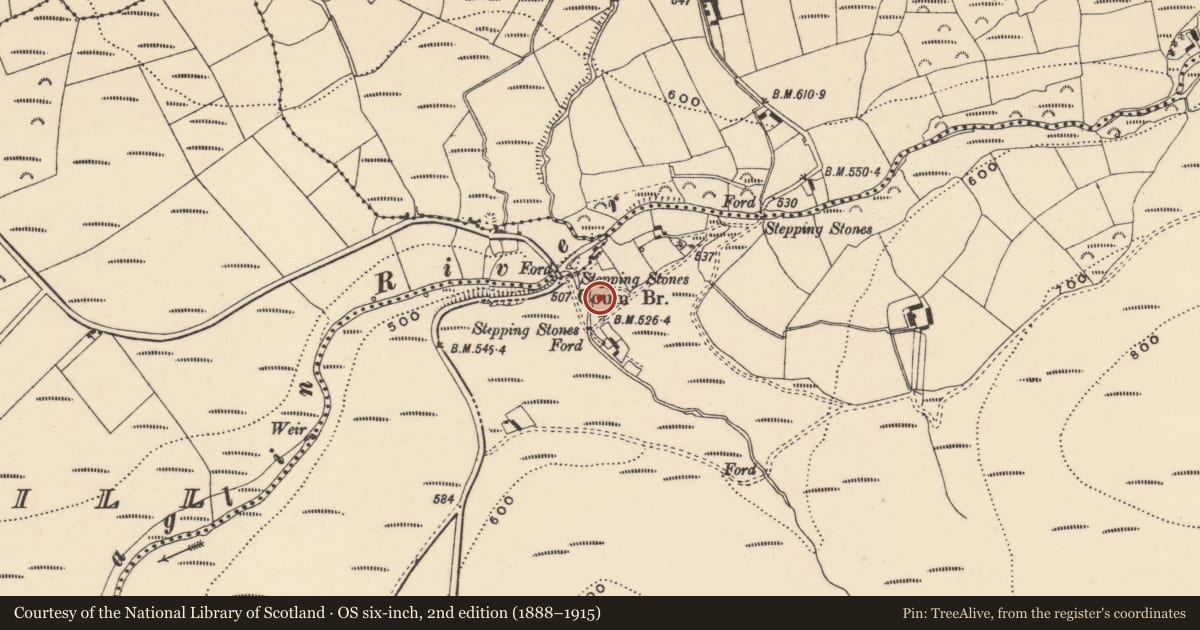 Ordnance Survey six-inch map, 2nd edition (1888–1915) covering the location of House - indeterminate date, Coumaraglinmountain, County Waterford, with a pin at the register's coordinates