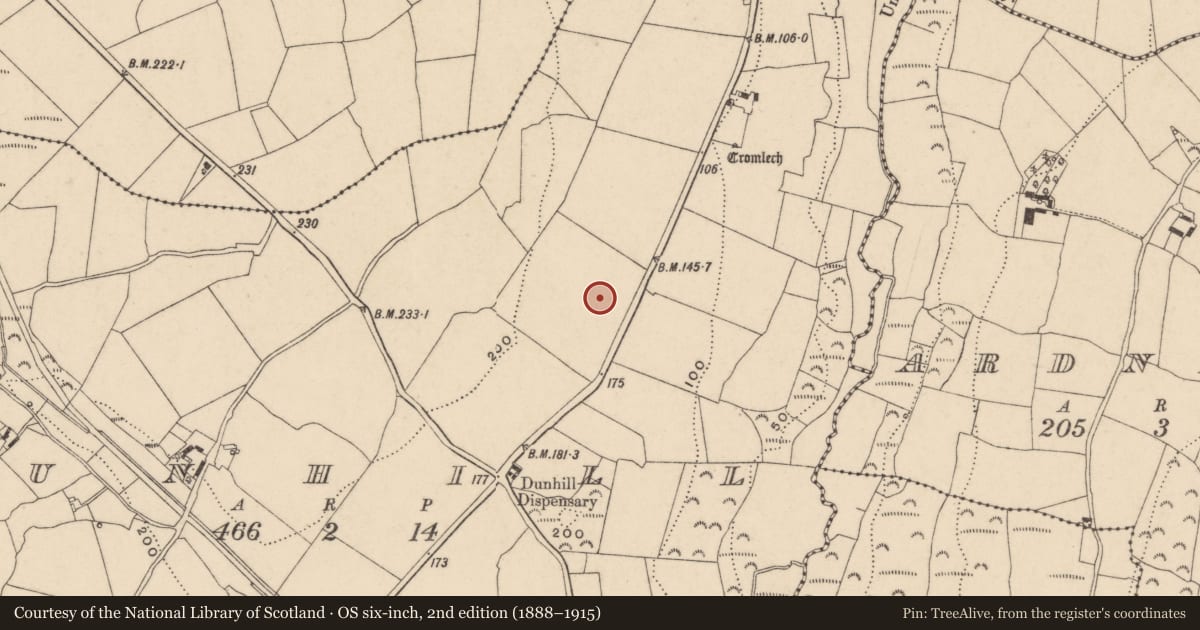Ordnance Survey six-inch map, 2nd edition (1888–1915) covering the location of Ringfort - unclassified, Dunhill, County Waterford, with a pin at the register's coordinates