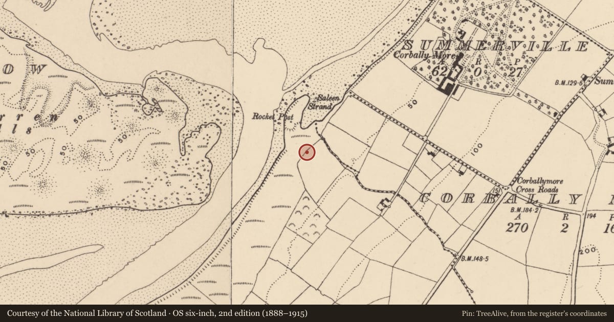 Ordnance Survey six-inch map, 2nd edition (1888–1915) covering the location of Midden, Lisselty, County Waterford, with a pin at the register's coordinates
