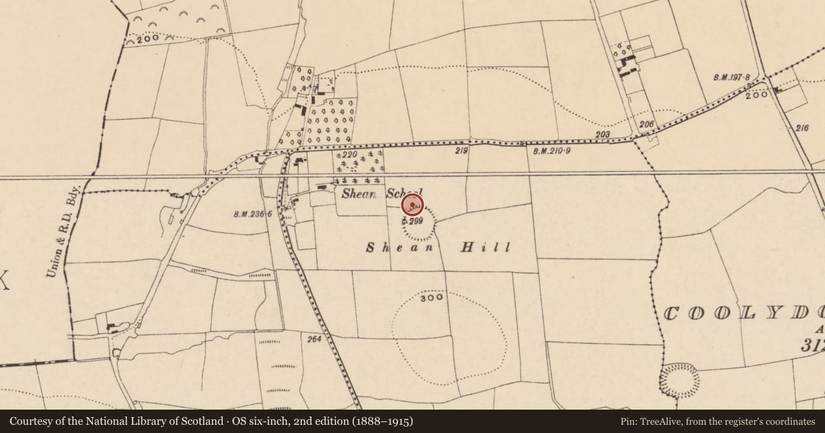 Ordnance Survey six-inch map, 2nd edition (1888–1915) covering the location of Altar, Tober, County Waterford, with a pin at the register's coordinates