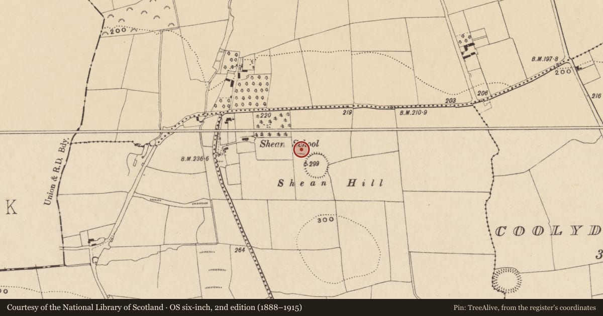 Ordnance Survey six-inch map, 2nd edition (1888–1915) covering the location of Ritual site - holy well, Tober, County Waterford, with a pin at the register's coordinates