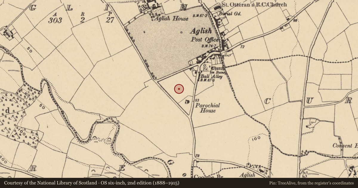 Ordnance Survey six-inch map, 2nd edition (1888–1915) covering the location of Excavation - miscellaneous, Aglish, County Waterford, with a pin at the register's coordinates