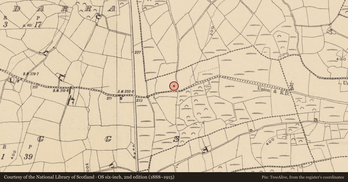 Ordnance Survey six-inch map, 2nd edition (1888–1915) covering the location of Ringfort - unclassified, Curradarra, County Waterford, with a pin at the register's coordinates