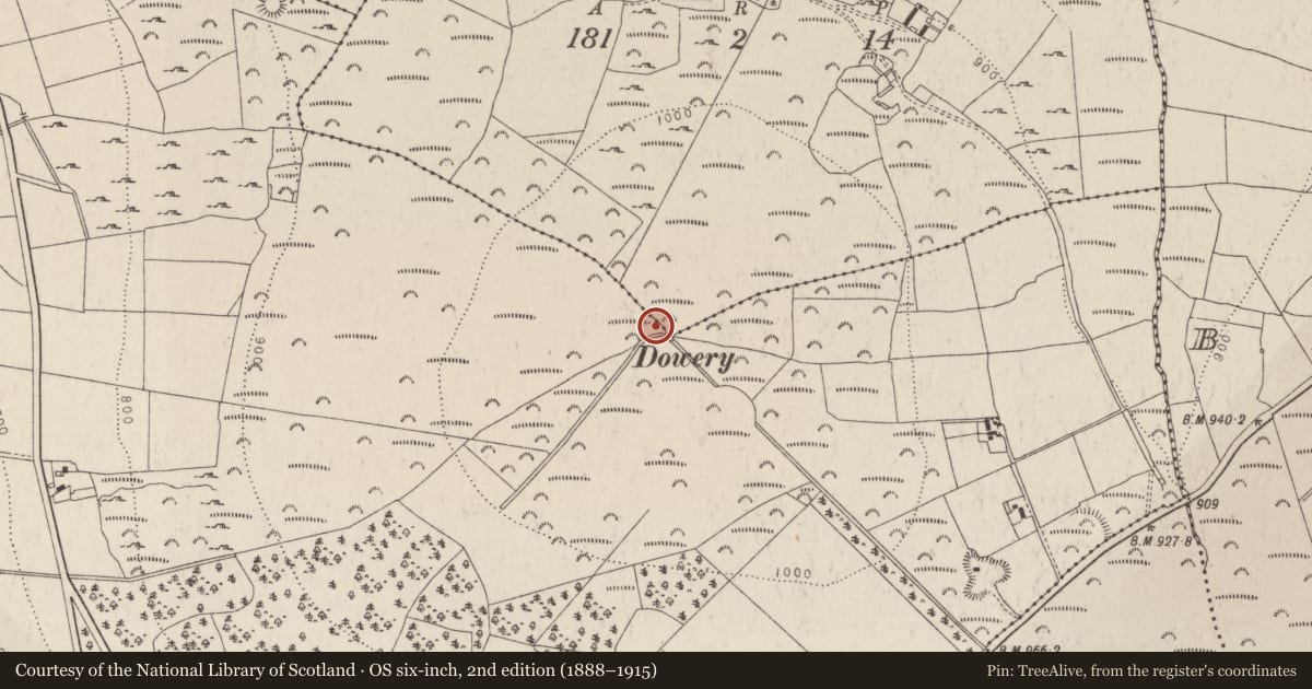 Ordnance Survey six-inch map, 2nd edition (1888–1915) covering the location of Enclosure, Kilbride, County Wicklow, with a pin at the register's coordinates
