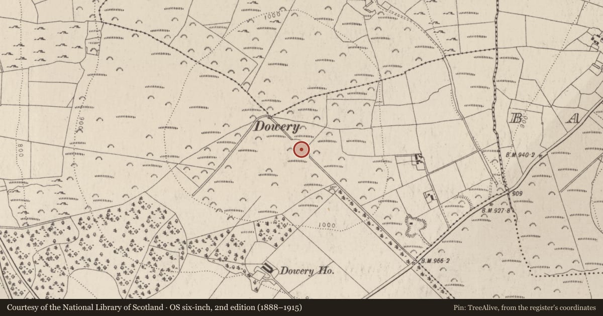 Ordnance Survey six-inch map, 2nd edition (1888–1915) covering the location of Cairn - unclassified, Kilbride, County Wicklow, with a pin at the register's coordinates