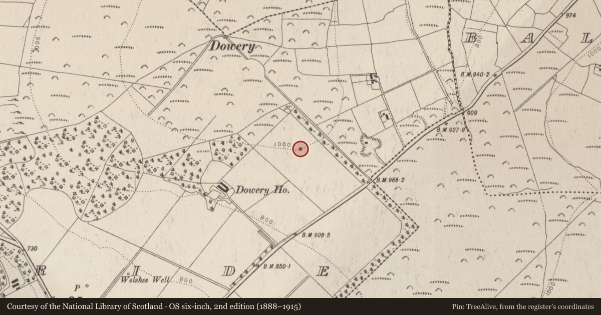 Ordnance Survey six-inch map, 2nd edition (1888–1915) covering the location of Cairn - unclassified, Kilbride, County Wicklow, with a pin at the register's coordinates